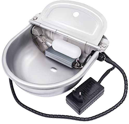 Pferdetränke Beheizbar Tränkebecken Pferd Beheizter Frostsicher Pferdetränke,mit Verstellbaren Schwimmerventil für Ziegen Schafe Rinder Weide(24V, 80W)