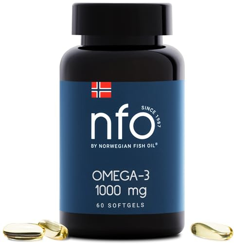 NFO OMEGA 3 1000 mg [60 Gélules] Oméga 3 norvégiens, Huile de poisson avec EPA & DHA sous forme de triglycérides et vitamine E, Complexe naturel issu de poissons sauvages fraîchement pêchés