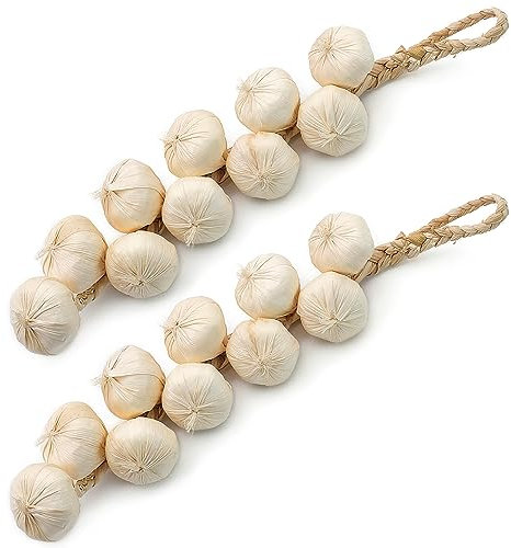 JLNGTHONG 2 Stück Schaumstoff Knoblauch Strings, Künstliche Zwiebel Autumn Decor Künstliche Lebensechte Knoblauch, Weihnachten Dekoration, für Home Küche Garten Inneneinrichtung Fotografie Requisiten