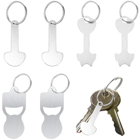 Einkaufswagenlöser,6 Stücke Einkaufswagenlöser Edelstahl,Abnehmbarer Einkaufswagenchip als Schlüsselanhänger,Einkaufschip,Schlüsselanhänger Einkaufschip für Dankeschön Geschenke
