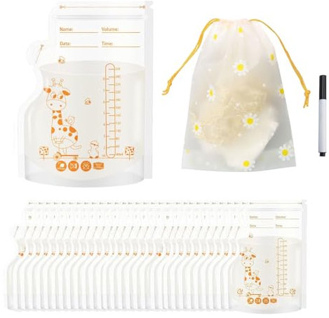 DHWEKU 30 Beutel Muttermilchbeutel, 250 ml, BPA-freie Muttermilch-Aufbewahrungsbeutel zum Stillen, gefrierbare, auslaufsichere Milchbeutel, platzsparend,Mit Stift und Aufbewahrungstasche
