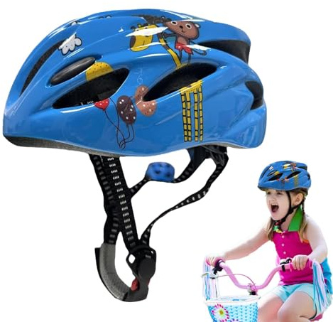Casco da bicicletta per bambini, 48-55 cm, per ragazzi e ragazze, casco da bicicletta, per bambini, regolabile, per scooter, per bambini