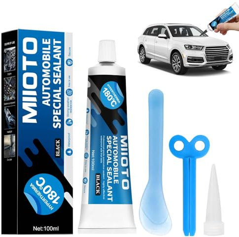 Miioto Colle pare Brise Voiture, Colle Carrosserie100ML, Silicone Noir, Durcissement Rapide,Résistant à la Chaleur,Adapté au Scellement des Carrosseries,Fenêtres,Toits Autres pièces Automobiles (F)