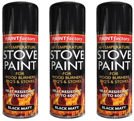 DIOXSTAR High-Temperature Black Matt Stove Spray Paint, Up To 600°C Engine Exhaust Adhesion, Excellent Coverage, Preventing Peeling, Cracking, Or Discoloration, 400ml
