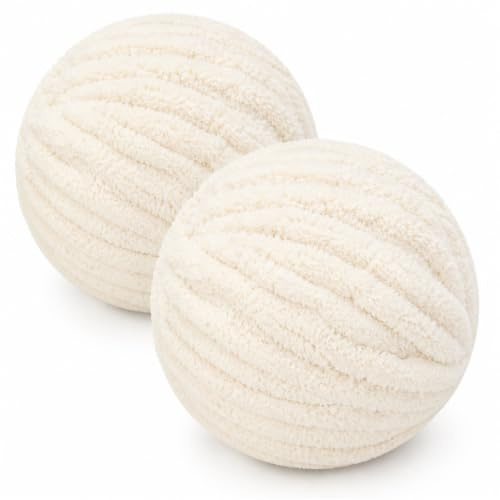 Chunky Yarn 250g X 2, Chunky Wool for Knitting Crochet, 88Ft Length Soft Thick Chunky Yarn for for Blanket Pet Bed Dolls Rug Bags Hats Pillow Cushions 250G*2(Milk-White)