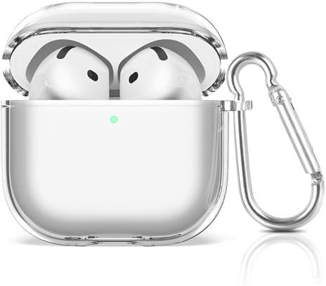 MouyouGlow Durchsichtig AirPods 4 Hülle 2024,Transparente Case für Apple AirPods 4th Generation TPC Schutzhülle mit Lanyard,Stoßfeste LED Sichtbar Kabelloses Laden Cover für iPods 4 - Clear