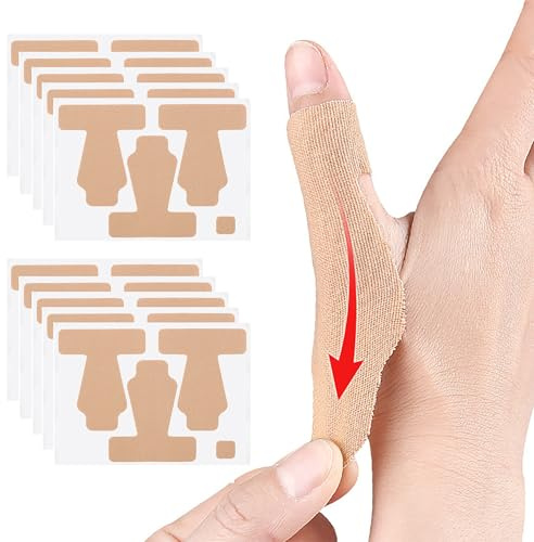 10 Sheet Thumb Support Tape for Arthritis & Tendonitis Pain Relief - Elastic Self-Adhesive Blister Bandage for Finger & Foot Anti-Friction for Sports, Housework, Joint Stability & Injury Recovery