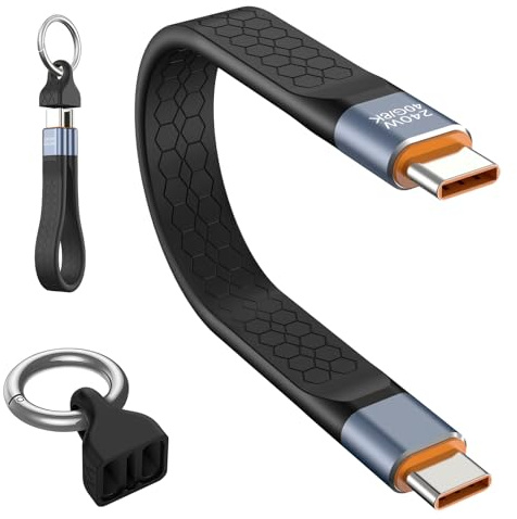 AOOSU USB C-kabel, kort, USB 4-kabel, 240W USB C till USB C-kabel, bärbar 13 cm USB C-laddningskabel, snabb laddning, 40 Gbps dataöverföring, USB Type C-laddningskabel för Huawei, Samsung S24 S23 S22
