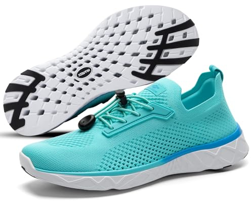 AQUA STEPS Water Shoes for Women, Qucik-Dry Swim Shoes, Barefoot Shoes Women for Beach, Pool Cyan Blue US 6