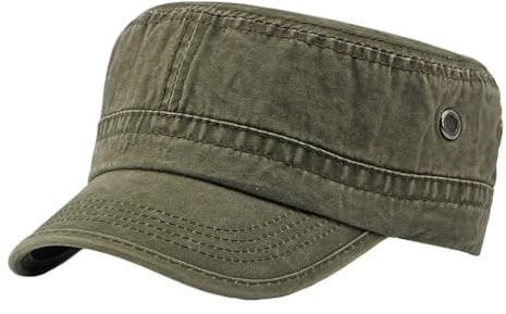 Unisex tvättad bomull kadett armékeps militär platt topp hatt för män kvinnor | Nödställd twill justerbar cabbie hatt lätt vintage Newsboy hatt för daglig körning fiske utomhusresor