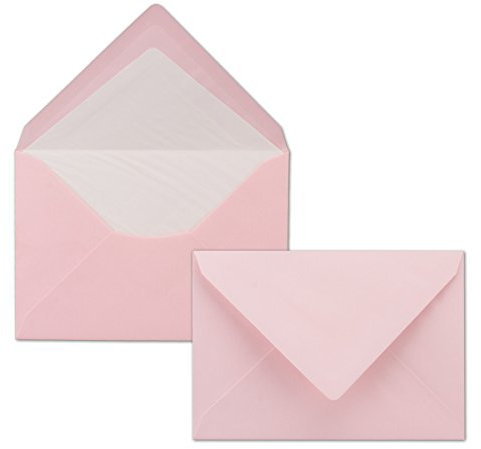 25 Briefumschläge Rosa - DIN C6 - gefüttert mit weißem Seidenpapier - 80 g/m² - 11,4 x 16,2 cm - Nassklebung - NEUSER PAPIER