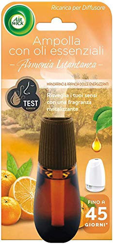 Airwick Ricariche per Diffusore di Oli Essenziali Armonia Istantanea, Confezione da 1 Ricarica per il Diffusore di Oli Essenziali Profumatore per Ambienti alla Fragranza di Mandarino e Arancia Dolce