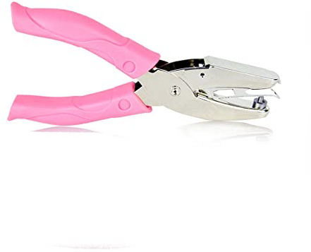 1 st handhållen hålstans, gör-det-själv konst hålslag söt hålslagare med rosa grepp metallperforator för hem kontor skola (hjärta)