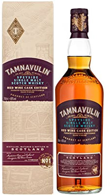 TAMNAVULIN - Red Wine Cask French Cabernet-Sauvignon - Single Malt Whisky - Notes de Fruits, Citron & Amandes - A déguster sec - 40% Alcool - Origine : Ecosse/Speyside - 70 cl