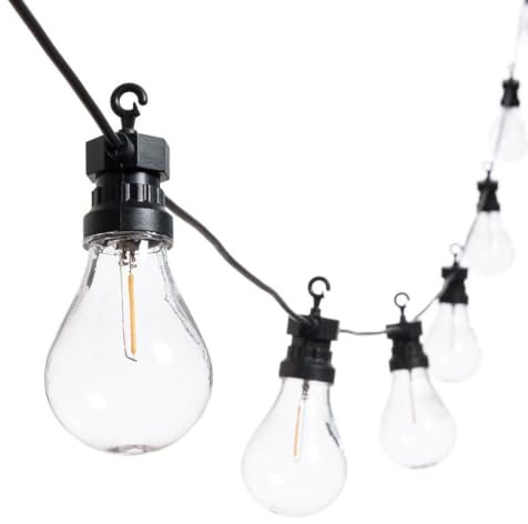 Decor Space Catena prolungabile, lampadine con filamenti luce calda cordoniera per esterni (10 mt Ø 80 mm, Nero Luce Naturale)