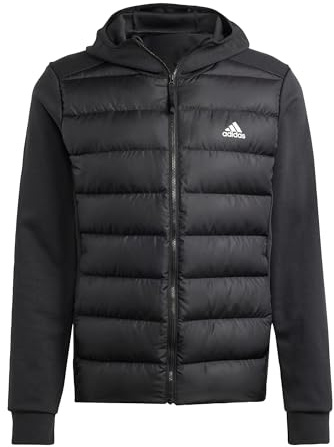 adidas Herren Essentials Hybrid Down Hooded Jacket, Black, M