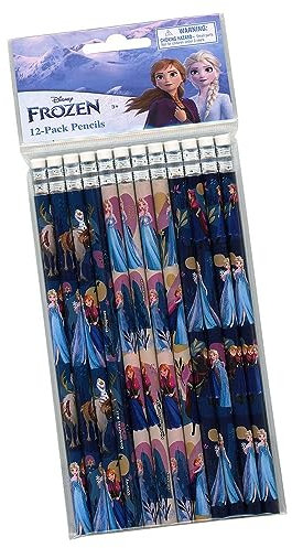 Disney Bleistifte mit Eiskönigin Charakteren – Kinder Schreibstifte mit Radiergummis – Party-Pack – Sortiment, 12 Stück