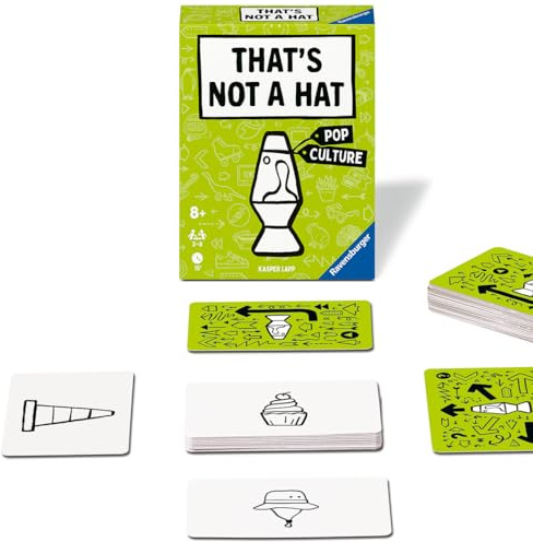 Ravensburger - 22589 - Det är inte en hatt - Popkultur - festspel, kortspel för 3-8 personer, rolig underhållning från 8 år | That's not a hat kortspel - Pop Culture för 3-8 spelare, rekommenderas från 8 år, i ett delat spel.