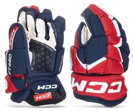 CCM Jetspeed FT680 Gants de hockey sur glace Senior (bleu marine/rouge/blanc, taille : 15)
