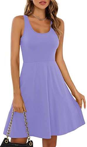 Missufe Robe d'été courte pour femme, style rockabilly, décontractée, patineuse, robe débardeur