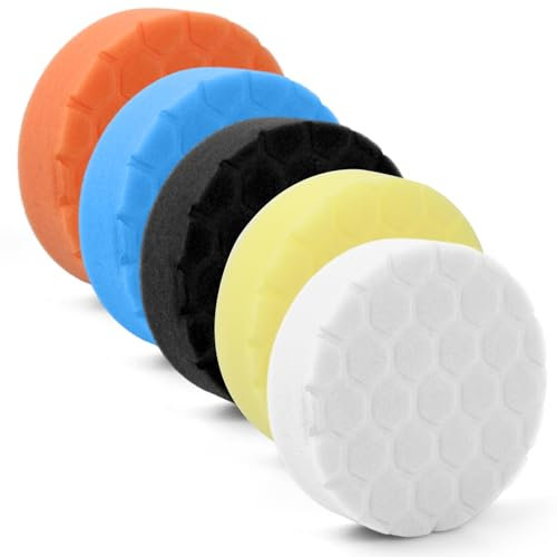 Rapidbok 5 Pezzi Kit Spugne Lucidatura Auto, Pad Lucidatura Auto 100mm, Spugna per Lucidatura Auto, Tampone Spugna Lucidatura, Tampone Lucidante, Tamponi per Lucidatura a Buffing per Lucidatrice