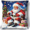 WallustrioaW Weihnachtsmann und Geschenke Sticken Set Kreuzstich Kissen Kreuzstich-Set,Weihnachten,Stickerei-Starter-Set,DIY-Bastelset Für Erwachsene Zum Sticken,45x45cm
