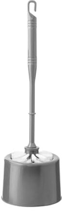 HOMESHOPA Round Toilet Brush with Holder, 1 Pack Grey Plastic Handle and Soft Flexible Bristles, Quick Drying Deep Cleaner Hygienic Household Essentials Bathroom Accessory