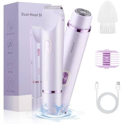 Ixydor Afeitadora Mujer, 2 in 1 USB Recargable Eléctrico Depiladora,Recortadora Mujer Zona Intima Uso en Seco y en Mojad,Depiladoras faciales,flawless depiladora facial para Cara,Axila,Pierna,Bikini