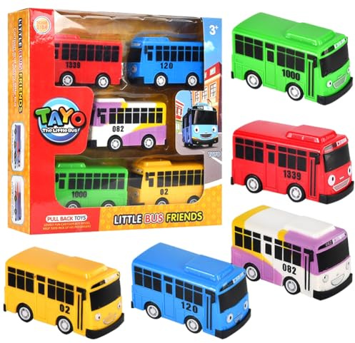 HOXSNII Autobus Giocattolo, 5 Pezzi Macchinine Giocattolo per Bambini Modellino Veicolo Carro Giocattolos Macchinine Tirare Indietro Mini Toys Cars Set di Macchinines Regalo per Bambini