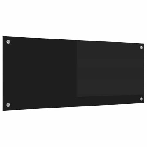 vidaXL Küchenrückwand Schwarz 100 x 40 cm Gehärtetes Glas, Moderner, stabiler Küchenoberflächen-Style: Hitzebeständige Glasrückwand für coole Upgrades und modernen Flair