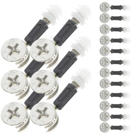Baluue 24 ensembles Kit Ferrures de Meuble avec Tiges Autotaraudeuses et Écrous Excentriques Fixation Solide pour Armoires Étagères et Cadres de Lit Assemblage Facile