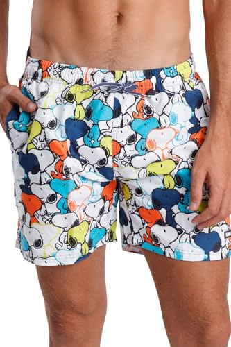 Peanuts bañador Snoopy Walk Away de Hombre en poliéster con Cinturilla elástica, cordón, Bolsillos Laterales, Bolsillo Trasero con Cremallera y Forro Interior Multicolor Talla XXL