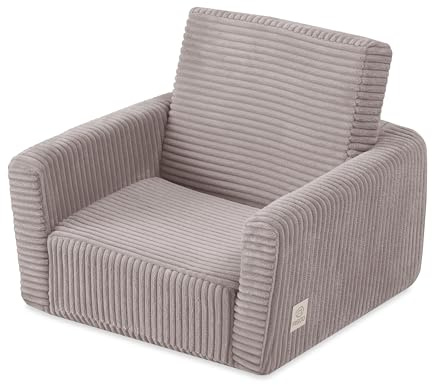 MISIOO CUBIE barnstol av corduroy, utfällbar barnstol och babybänk, mjuk stol för barnrum, hopfällbar att ligga på, liten babystol för småbarn