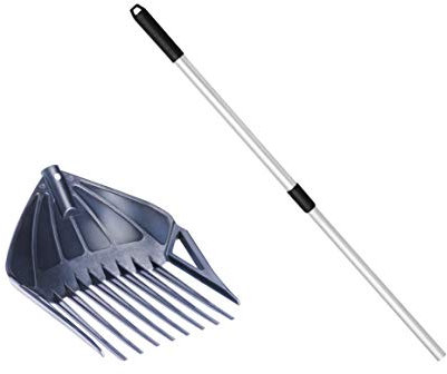 UPP Pelle, Râteau et Tamis I Outil de jardinage 3 en 1 I idéal pour le jardinage I Entretien des allées et bassins I Manche télescopique jusqu’à 120cm en aluminium inclus I Dimensions pelle : 23×22 cm