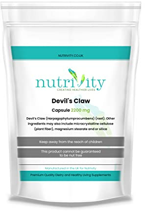 Devils Claw 2200mg Vegan Capsules | High Strength Anti Inflammatory Herbal Supplement | | Joint, Back & Muscle Support | Halal | 8 Months Supply | UK Made GMP | Nutrivity