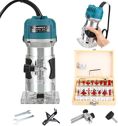 Fresadora Para Madera, Rebajadora Eléctrica Procesamiento De Madera, Fresadora De Bordes De Mano, 800W 30000RPM Fresadora Con Fresas Para Madera, Fresadora Eléctrica Vertical Para Madera