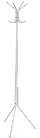 Versa Kala Perchero de Pie de Estilo Minimalista, con 8 Ganchos o Colgadores para Ropa o Bolsos para el Recibidor, Medidas (Al x L x An) 174 x 42 x 48 cm, Metal, Color Blanco
