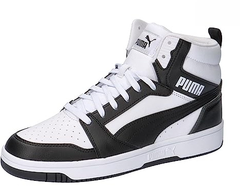 Puma Unisex Adults Rebound V6 Sneakers, Puma White-Puma Black-Shadow Gray-Puma White, 12 UK