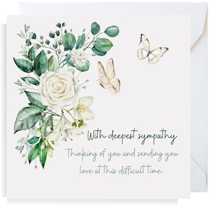 Tarjeta cuadrada de condolencias con diseño de mariposa de Second Ave