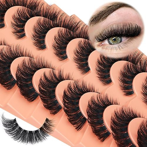Fluffy False Lashes Falsche Wimpern Russian Strip Lashes Künstliche Wimpern Flauschige D Curl False Eyelashes Wispy Volume Künstliche Nerzwimpern by Newcally