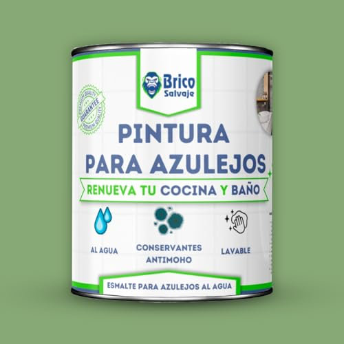 BRICOSALVAJE Vernice a base acqua per piastrelle da cucina e bagno OPACO | Senza primer | Lavabile | Grande durezza (Salvia, 750 ML)