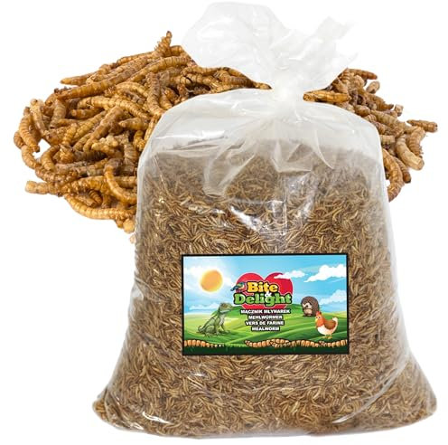 Bite & Delight Premium Mehlwürmer Getrocknet - Proteinreiches und Fettreiches Vogelfutter Wildvögel Ganzjährig - Igelfutter - Eichhörnchen Futter - Hamster Futter - Universalfutter - 5kg