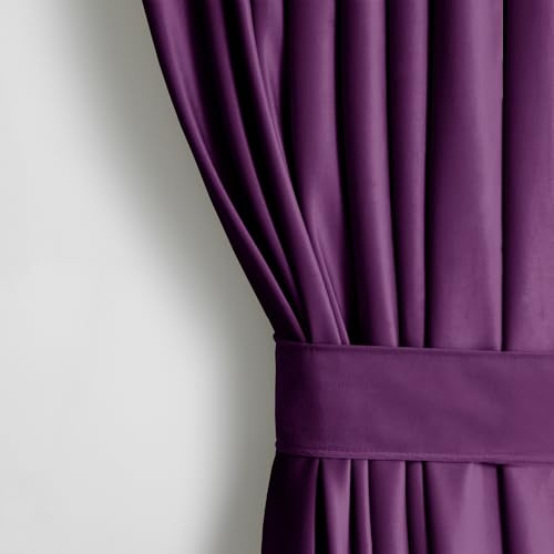 AmeliaHome Tenda effetto velluto, 140 x 270 cm, viola, 1 pezzo, tenda oscurante con occhielli, in velluto, decorazione per finestra, leggera e luminosa, colore: viola