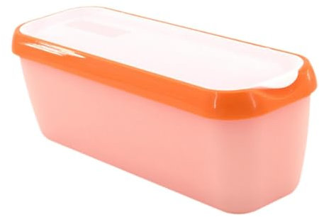 Récipient à Crème Glacée avec Couvercle Hermétique, Grande Boîte de Stockage pour Yaourts et Desserts Faits Maison, Orange
