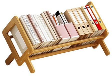 aichilra Étagère Bureau en Bois Inclinable, Petite Bibliothèque de Rangement Livre - Support de Présentation Design pour Livres, Magazines et CD (50 cm) - Gain de Place