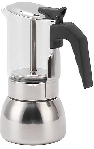 aqxreight Moka de Acero Inoxidable con Doble Válvula Compatible con Todo Tipo de Cocinas Incluyendo Inducción Diseño Portátil y Multifuncional para Preparar Café en Casa o Negocio