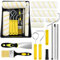 12 Pieces Paint Roller Set, Paint Rollers and Trays Sets with Paint Brushes, Large and Mini Roller Foam Roller Sets for Painting with Extension Pole, Roller Set for Walls Ceilings and Painting