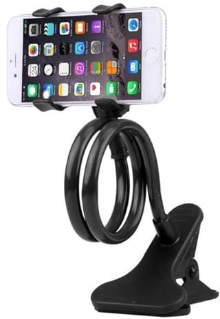 NIRPAUS Flexible Gooseneck Mobile Phone Holder Clamp Stand for Bed/Desk/Table - Hands-Free Long Arm Reach Universal Mount for iPhone/Samsung and other phones (Black)