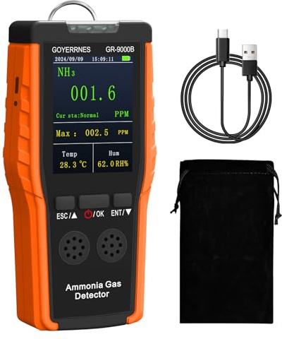 Ammoniak-gasdetektor 0–100 ppm med temperatur och luftfuktighet