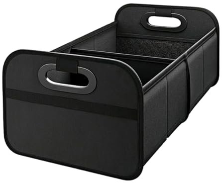 Fhioevt Organizer Bagagliaio Auto Portaoggetti Pieghevole 30L Multifunzionale Scomparto Organizzatore Borsa per bagagliaio Antiscivolo Organizer Baule Auto Scatola per Campeggio (Nero)